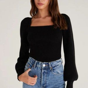 Z Supply Hadley Sweater Tie Top Black Small